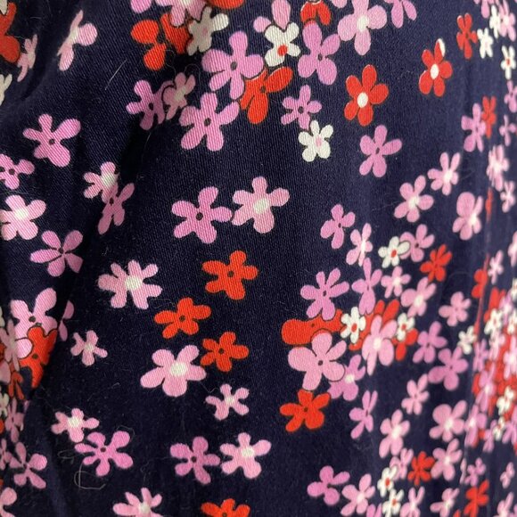 70s Vintage Navy Red Pink Floral Print  Sleeveless Maxi Dress Size M - Picture 3 of 6